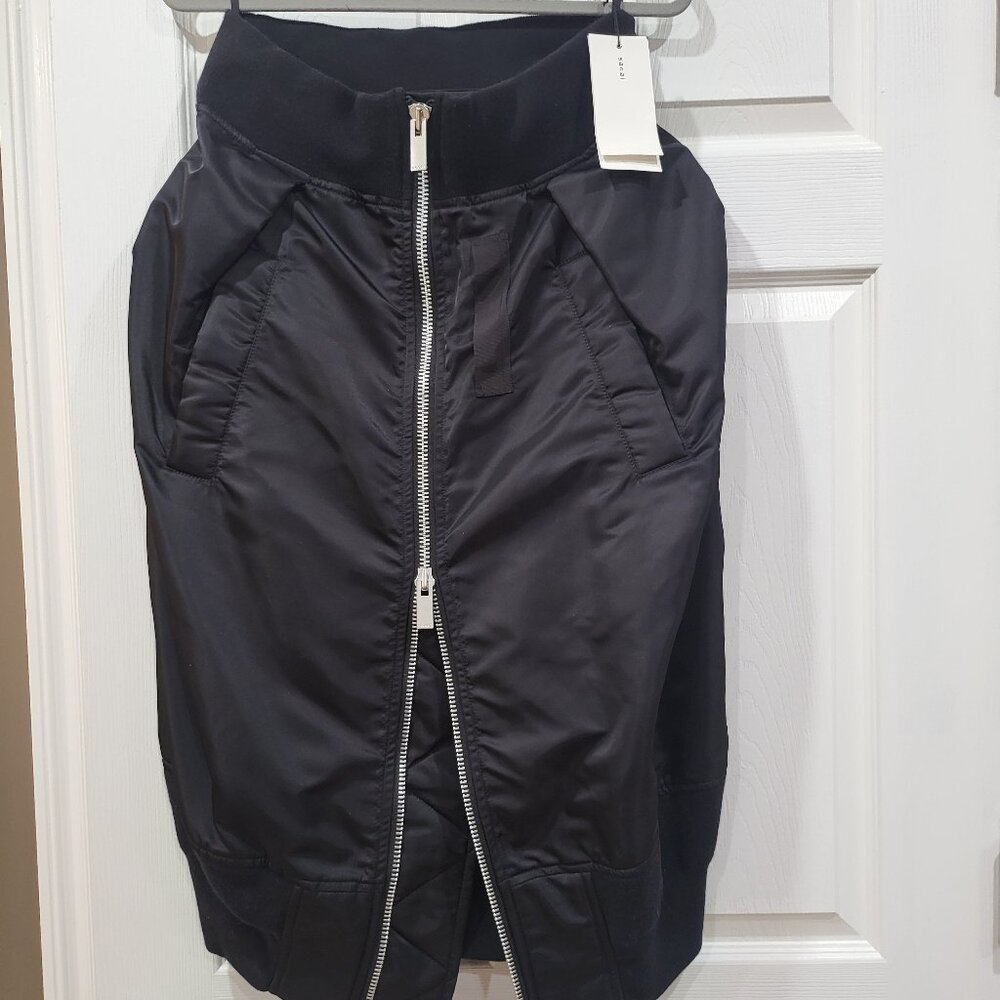 $995 NEW SACAI BALLOON TULIP CARGO ZIPPER  QUILTED SKIRT LARGE JAPAN